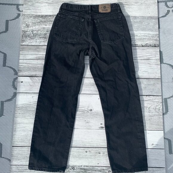 Wrangler Black Denim Straight Leg Dark Wash Classic Relaxed Fit Jeans - Picture 4 of 10